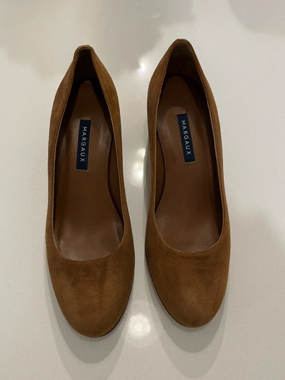 Margaux “The Heel” Suede Block Heel Pumps - Picture 4 of 8